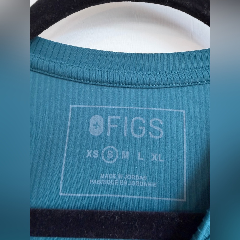 Figs Women’s Ribbed Longsleeve Underscrub Caribbean Blue Size Small - Picture 5 of 9